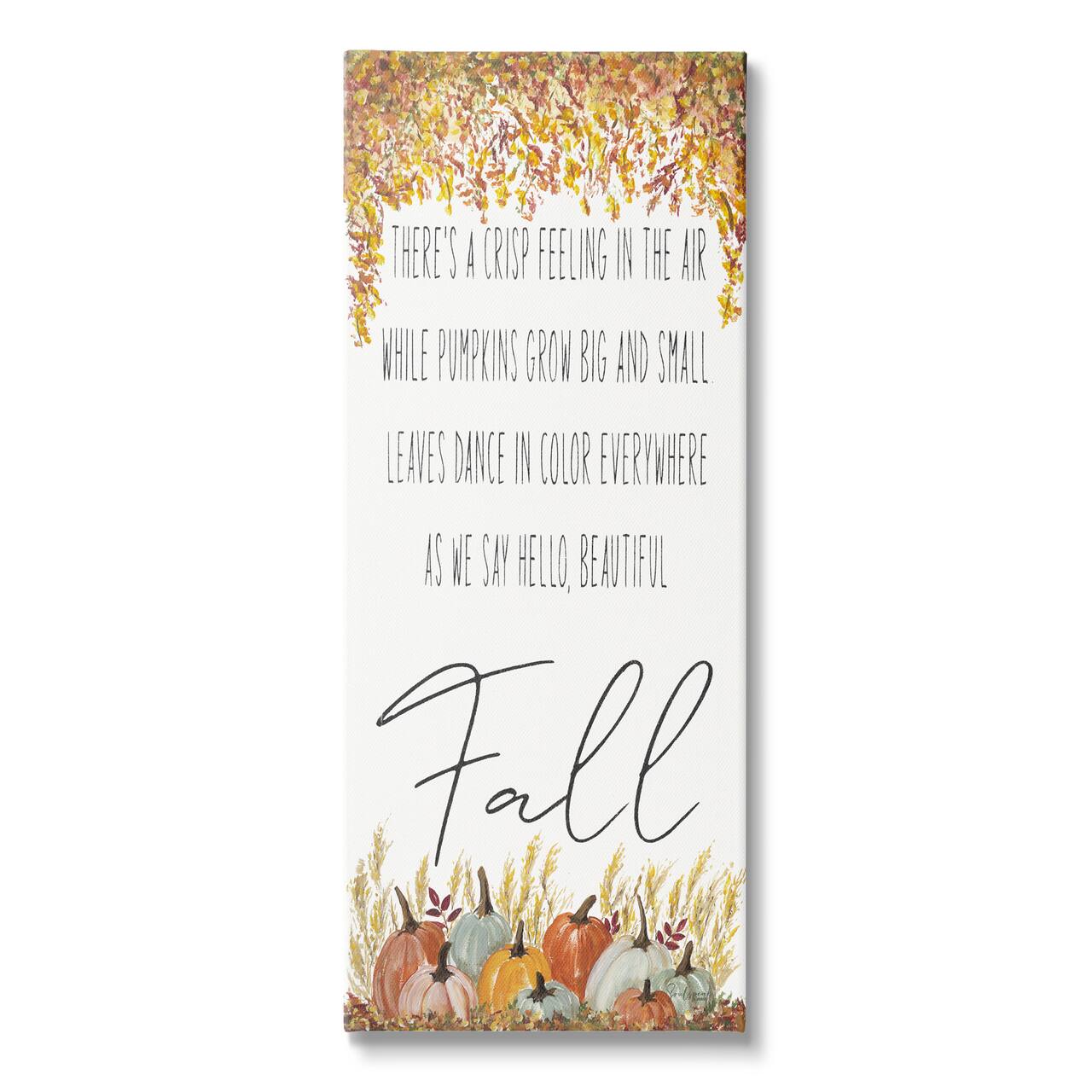 Stupell Industries Autumnal Hello Beautiful Fall Phrase Canvas Wall Art